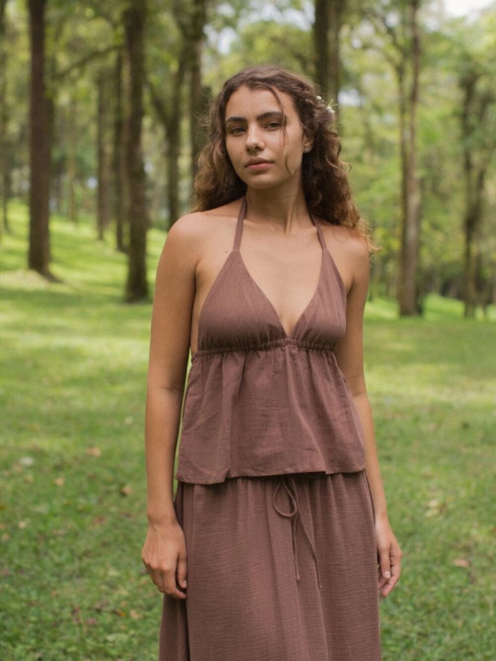 Indigo Luna Mökki Halter Top Size XS/S in Walnut